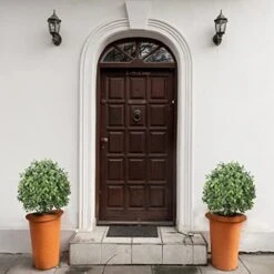 UNADRA 23” T 13” D Set Of 2 Artificial Topiary Ball Tree, Bush Potted Plant UV Resistance, Artificial Potted Shrubs For Indoor Outdoor Home Garden Decor -Green Leaf Store 41qFVeaqxaL