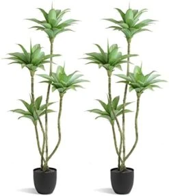 Waoops Artificial Trees Faux Water Lilies With 4 Heads In Pot 4.6 Ft Fake Tree Greenery Plants For Outdoor Indoor Decor Home Office Garden Housewarming Gift (4.6 Feet-1 Pack) -Green Leaf Store 41s3FeMyMKL. AC