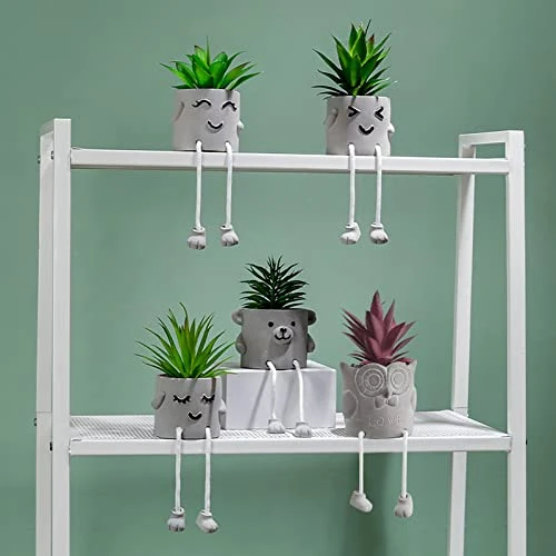 Lavenor Artificial Potted Plant Fake Succulent Plant Cute Hanging Leg Emotional Cement Potted Succulents Decor For Desk Shelf Bedroom Living Room And Office Decoration(Type A + Type C) 2 Lavenor Artificial Potted Plant Fake Succulent Plant Cute Hanging Leg Emotional Cement Potted Succulents Decor For Desk Shelf Bedroom Living Room And Office Decoration(Type A + Type C) - Image 2
