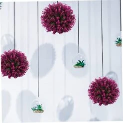 CUCUFA Artificial Topiary Ball Hanging Faux Boxwood Ball Decorative Fake Plant For Home Decor 35cm Purple -Green Leaf Store 41tjtrtF95L
