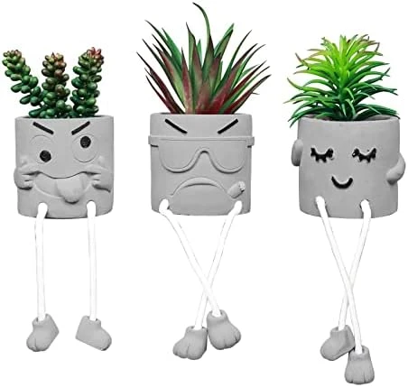 Zerzsy 3pcs Creative Artificial Succulents With Gray Flower Pots, Mini Potted Succulents For Home Decor And Gift Choice. 11 Zerzsy 3pcs Creative Artificial Succulents With Gray Flower Pots, Mini Potted Succulents For Home Decor And Gift Choice. - Image 11