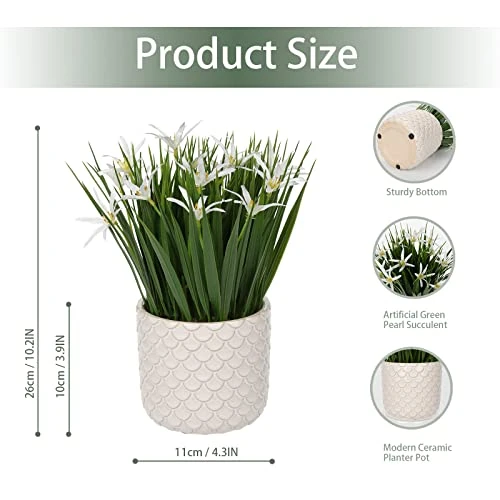 Briful Small Artificial Grass Plant Decor Wheat Fake Plant With Flowers In Ceramic Pot Real Touch Potted Greenery Faux Plant For Kitchen Countertop Tabletop Bookshelf Coffee Decorations 3 Briful Small Artificial Grass Plant Decor Wheat Fake Plant With Flowers In Ceramic Pot Real Touch Potted Greenery Faux Plant For Kitchen Countertop Tabletop Bookshelf Coffee Decorations - Image 3