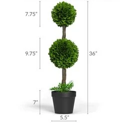 Barnyard Designs 3ft (36”) Artificial Boxwood Topiary Ball Plant, Front Porch Home Decor, Faux Fake Plant Decoration, (Single) -Green Leaf Store 41uIrhvsg3L