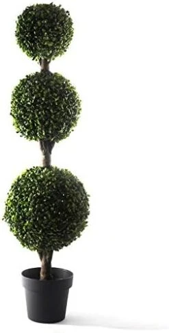 Bornbridge Artificial Boxwood Topiary Ball Tree - 4' Boxwood Ball Tree - Indoor/Outdoor Topiary Trees - Boxwood Artificial Outdoor Plants - Lifelike Wintergreen Boxwood Plant (2 Pack) -Green Leaf Store 41uVV39JhrL. AC