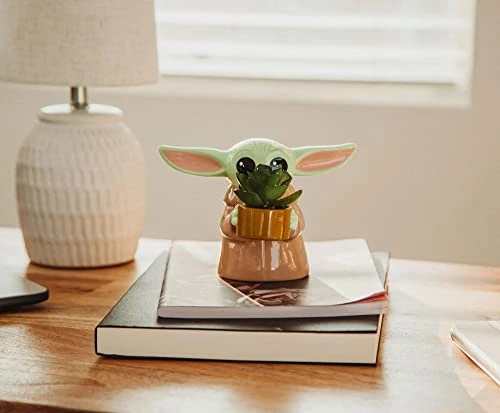 Silver Buffalo Star Wars: The Mandalorian Baby Yoda The Child Grogu 4-Inch Ceramic Mini Planter With Artificial Succulent 5 Silver Buffalo Star Wars: The Mandalorian Baby Yoda The Child Grogu 4-Inch Ceramic Mini Planter With Artificial Succulent - Image 5