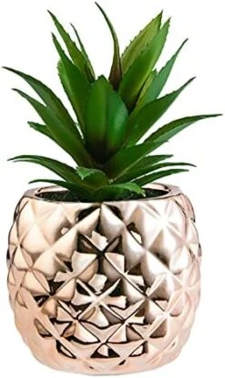 Golden Pineapple Ananas Potted Artificial Succulents Faux Plants Home Office Tabletop Decoration (Gold) -Green Leaf Store 41wFFnVjByS. AC
