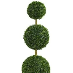 Nearly Natural 5613 Boxwood Triple Ball Topiary In Slate Planter, 6', Green -Green Leaf Store 41wLuhY1i4L