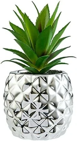 Golden Pineapple Ananas Potted Artificial Succulents Faux Plants Home Office Tabletop Decoration (Gold) -Green Leaf Store 41yAcrDQpCS. AC