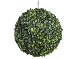 OOKi- 8 Inch Artificial Boxwood Ball Topiary Lifelike Plants Half Round Topiary For Home Garden, Front Patio, Planter, Deck, Backyard Indoor/Outdoor Decore, Rose Leaf (8 Inch)