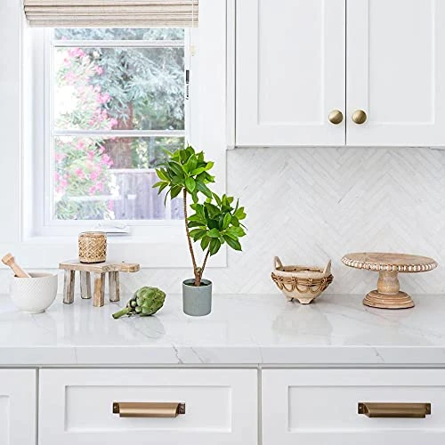 BESAMENATURE Artificial Bay Double Ball Topiary Trees, Faux Plant For Home Office Decoration, 24" Tall, Green, Ships In Gray Planter 4 BESAMENATURE Artificial Bay Double Ball Topiary Trees, Faux Plant For Home Office Decoration, 24" Tall, Green, Ships In Gray Planter - Image 4