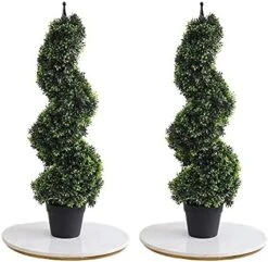 3 Foot Topiary Tree Artificial Plants Cypress Leave Spiral Plant Faux Fake Spiral Trees For Decor In Plastic Pot Green, 35Inchs- Set Of 2 -Green Leaf Store 51 e13lEMlL. AC