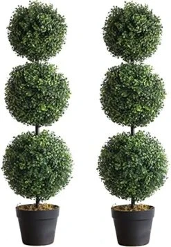 Momoplant (2 Pack Artificial Cypress Topiary Ball Tree -Triple Ball Boxwood- 37Inchs Triple Ball Boxwood Indoor/Outdoor Topiaries Trees - Artificial Outdoor Plants Cypress Plant 11 Momoplant (2 Pack Artificial Cypress Topiary Ball Tree -Triple Ball Boxwood- 37Inchs Triple Ball Boxwood Indoor/Outdoor Topiaries Trees - Artificial Outdoor Plants Cypress Plant -Green Leaf Store 51 fKTOGuLL. AC