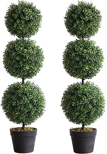 Momoplant (2 Pack Artificial Cypress Topiary Ball Tree -Triple Ball Boxwood- 37Inchs Triple Ball Boxwood Indoor/Outdoor Topiaries Trees - Artificial Outdoor Plants Cypress Plant 6 Momoplant (2 Pack Artificial Cypress Topiary Ball Tree -Triple Ball Boxwood- 37Inchs Triple Ball Boxwood Indoor/Outdoor Topiaries Trees - Artificial Outdoor Plants Cypress Plant - Image 6