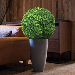 FLORALEAF 15" Artificial Boxwood Topiary Ball Topiary Tree Plants Lifelike Substitute Artifical Plant Balls For Wedding Decore -Indoor/Outdoor Decoration, Rose Leaf, 1 Piece -Green Leaf Store 51 qMsfh YL. AC