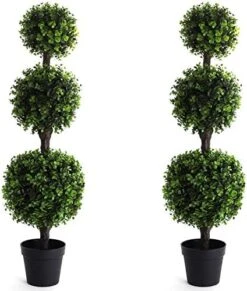 Bornbridge Artificial Boxwood Topiary Ball Tree - 4' Boxwood Ball Tree - Indoor/Outdoor Topiary Trees - Boxwood Artificial Outdoor Plants - Lifelike Wintergreen Boxwood Plant (2 Pack) -Green Leaf Store 51 sxKIIKL. AC