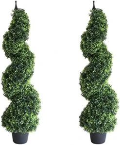 Momoplant Artificial Topiaries Outdoor Boxwood Trees, Spiral Topiary Tree 3 Ft(2 Pieces) Faux Topiary Tree Outdoor Feaux Plant For Decorative Indoor/Outdoor/Garden (35inch) -Green Leaf Store 510HbQnhL. AC
