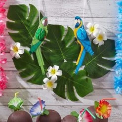 60 Pieces Artificial Palm Leaves - 8 Inches Tropical Monstera Leaf For Luau Hawaiian Birthday Party Decorations, Safari Jungle Baby Shower -Green Leaf Store 510aWeKV0AL