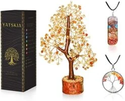 YATSKIA Seven Chakra Tree Of Life - Crystal Tree For Positive Energy - Tree Of Life Decor - Feng Shui Decor - Spiritual Gifts - 7 Chakra Tree, Money Tree - Stone Tree - Home Decor - Crystal Decor -Green Leaf Store 510isA7B71L. AC