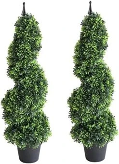 Momoplant Artificial Topiaries Outdoor Boxwood Trees, Spiral Topiary Tree 3 Ft(2 Pieces) Faux Topiary Tree Outdoor Feaux Plant For Decorative Indoor/Outdoor/Garden (35inch) -Green Leaf Store 510o8Zt0omL. AC