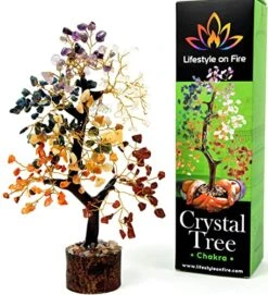 Chakra Tree Of Life - Large Healing Crystal & Stone Tree - Gemstone Bonsai For Feng Shui - Colorful Crystal & Gem Tree - Bless Your Life With Positive Energy