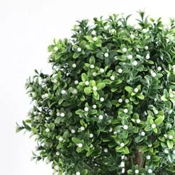 Momoplant 20Inch-1.7Ft Artificial Topiaries Boxwood Topiary Ball Tree Front Porch UV Resistant Potted Plants Tree For Indoor Outdoor Home Garden (White Flowers, Set Of 2) 9 Momoplant 20Inch-1.7Ft Artificial Topiaries Boxwood Topiary Ball Tree Front Porch UV Resistant Potted Plants Tree For Indoor Outdoor Home Garden (White Flowers, Set Of 2) -Green Leaf Store 511dzJZ5hgL