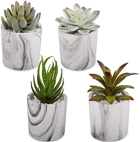 C APPOK Artificial Succulents Plants Faux Succulent Flocking Potted Plants - 4 Pack Fake Succulents Decorative Green Potted Plant In Pots For Home, Desk Decor, Office Decoration 7 C APPOK Artificial Succulents Plants Faux Succulent Flocking Potted Plants - 4 Pack Fake Succulents Decorative Green Potted Plant In Pots For Home, Desk Decor, Office Decoration - Image 7