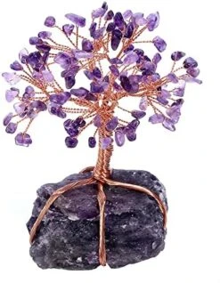 Top Plaza Rose Quartz Healing Crystals Copper Money Tree Desk Office Decor Wrapped On Natural Rose Quartz Base Feng Shui Luck Figurine -Green Leaf Store 511uYOD2JL. AC