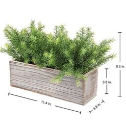 PLANT Artificial Wooden Potted Rosemary Faux Greenery In Wood Planter Box S For Rustic Farmhouse Centerpiece Tabletop Kitchen Shelf Decor -Green Leaf Store 512TBrKdnUS