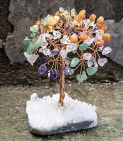 7 Chakra Tree Of Life - Gemstone Tree, White Aura Base, Seven Chakra Tree, Copper Wire Money Bonsai, Crystal Tree For Positive Energy, Feng Shui Good Luck Decor - Healing Stone Tree, Spiritual Gift