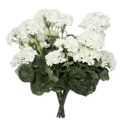 Vickerman Artificial 20" White Geranium Bush. Includes 4 Pieces Per Pack. -Green Leaf Store 512hg4w8OLL