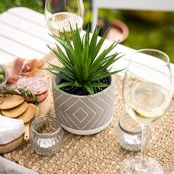 Kurrajong Farmhouse 8" X 4.5" Beautiful Fake Plant | Artificial Potted Plant Decor | Faux Plant | Artificial Succulent Plants Potted For Home Decor Indoor | Fake Potted Plant | Fake Succulents -Green Leaf Store 512q4YOOzbL