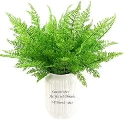 LoveniMen Artificial Shrubs, Plastic Plants Simulation Fake Bushes Wedding Outdoor Indoor Home Garden Verandah Kitchen Parterre Office Table Centerpieces Arrangements Decoration Green 4pcs -Green Leaf Store 51327M6SRbS. AC