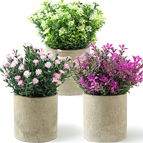 ALAGIRLS Small Fake Plants Set Of 3 Home Decor Indoor, Potted Artificial Plant Flowers Living Room Bedroom Bathroom Aesthetic, Mini Faux Plant In Pots For Desk Shelf Office, Purple Pink White 1 ALAGIRLS Small Fake Plants Set Of 3 Home Decor Indoor, Potted Artificial Plant Flowers Living Room Bedroom Bathroom Aesthetic, Mini Faux Plant In Pots For Desk Shelf Office, Purple Pink White