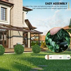 TTDMK 2 PCS 16 Inch Boxwood Balls With Ground Pegs And String, 4 Layers Artificial Plant Topiary Ball, UV Resistant Artificial Topiary Ball For Outdoor/Indoor, Garden, Front Porch, Wedding Décor 12 TTDMK 2 PCS 16 Inch Boxwood Balls With Ground Pegs And String, 4 Layers Artificial Plant Topiary Ball, UV Resistant Artificial Topiary Ball For Outdoor/Indoor, Garden, Front Porch, Wedding Décor -Green Leaf Store 513fOFumerL