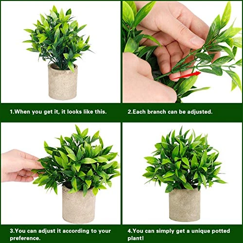 CEWOR Artificial Potted Plants, Mini Fake Plant Greenery Decoration For Barhroom Shelf Home Office Desk Table Indoor Decor, 4 Pack 3 CEWOR Artificial Potted Plants, Mini Fake Plant Greenery Decoration For Barhroom Shelf Home Office Desk Table Indoor Decor, 4 Pack - Image 3