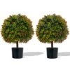 Goplus 22” Artificial Boxwood Topiary Ball Tree, Set Of 2 Faux Potted Plants Artificial Shrubs Bushes With Orange Fruits, Ball-Shaped Artificial Topiary For Indoor Outdoor Home Front Porch Decor -Green Leaf Store 513jiQl1l0L