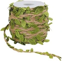 Tenn Well 66Ft Natural Jute Twine, 5MM Burlap Leaf Ribbon With Artificial Vine Green Leaves For Wedding Home Garden Jungle Safari Party Decorations -Green Leaf Store 514IP9ovaL. AC