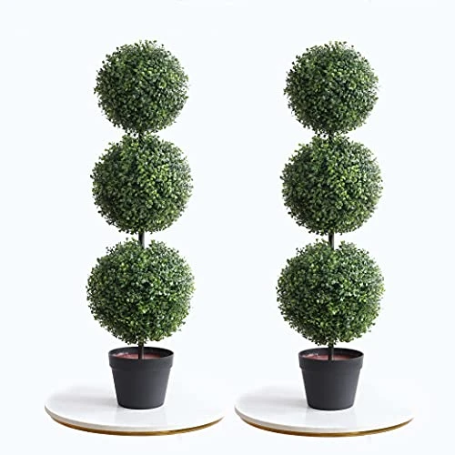 Momoplant (2 Pack Artificial Cypress Topiary Ball Tree -Triple Ball Boxwood- 37Inchs Triple Ball Boxwood Indoor/Outdoor Topiaries Trees - Artificial Outdoor Plants Cypress Plant 3 Momoplant (2 Pack Artificial Cypress Topiary Ball Tree -Triple Ball Boxwood- 37Inchs Triple Ball Boxwood Indoor/Outdoor Topiaries Trees - Artificial Outdoor Plants Cypress Plant - Image 3