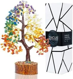 Seven Chakra Gemstone Tree Of Life - Crystal Tree Artificial Bonsai Tree Feng Shui Money Tree Plant Indoor Reiki Supplies Healing Crystal For Spiritual Energy Wiccan Meditation Gifts (Golden Wire) -Green Leaf Store 514OEa1bh2L. AC