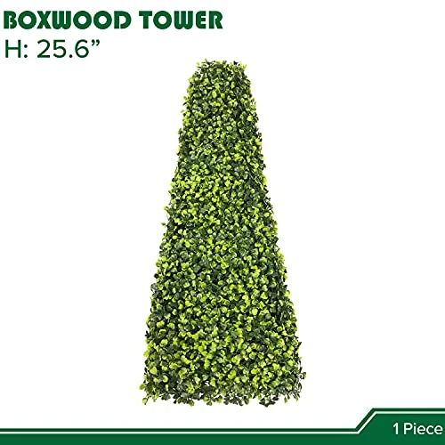 Shecraft Topiary Trees Artificial Outdoor Highly Realistic Decorative Buxus Tower, Topiary UV Resistant Fake Tree For Home Garden/Indoor & Outdoor Use 1 Pack 2 Shecraft Topiary Trees Artificial Outdoor Highly Realistic Decorative Buxus Tower, Topiary UV Resistant Fake Tree For Home Garden/Indoor & Outdoor Use 1 Pack - Image 2