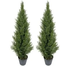 Pre-Potted 4' Artificial Cedar Topiary Outdoor Indoor Tree (Pack Of 2)