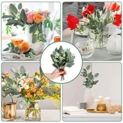 Janinka 40 Pieces Artificial Eucalyptus Leaves Stems With White Seeds Fake Silverdollar Eucalyptus Leaves Plant For Wedding Bridal Bouquets Greenery Plants For Home Vase Floral Bouquets Wedding Decor 9 Janinka 40 Pieces Artificial Eucalyptus Leaves Stems With White Seeds Fake Silverdollar Eucalyptus Leaves Plant For Wedding Bridal Bouquets Greenery Plants For Home Vase Floral Bouquets Wedding Decor -Green Leaf Store 514tm0CJbAL