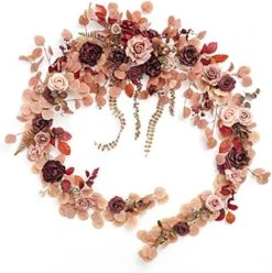 Ling's Moment 9FT Eucalyptus And Willow Leaf Garland With White Flower, Handcrafted Wedding Sweetheart Table Centerpieces Head Table Decor Arch Backdrop Decorations For Wedding | White & Sage -Green Leaf Store 515F7qbe8vL. AC