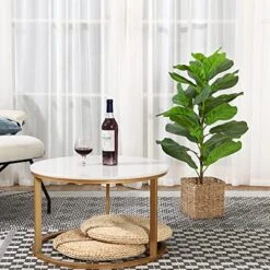 MOSADE Artificial Fiddle Leaf Fig Tree 37" Fake Potted Ficus Lyrata Plant With Handmade Seagrass Basket, Perfect Faux Plants Home Décor For Indoor Outdoor Office Porch Balcony Bedroom Bathroom Gift -Green Leaf Store 515RH28nr6L