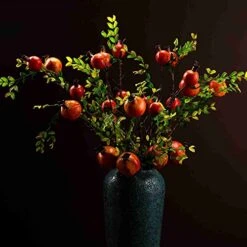 JD ARTIFICIAL PLANTS 4PCS 26 Inch Artificial Pomegranate Branches Fake Greenery Plants For Home Décor Office Restaurant Wedding Garden Patio Shop Window Photography Props(2pcs Red&2pcs Orange) -Green Leaf Store 515XPHyO68S