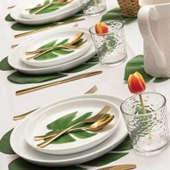 St !GIANTMAN 30 Artificial Palm Leaves For Party Table Decoration, Imitation Tropical Leaf Table Runners Or Greenery Décor For Events, Beach Theme Or Jungle Party Supply (Large, 13.8 X 11.4 Inch) -Green Leaf Store 515o3ej2QxL