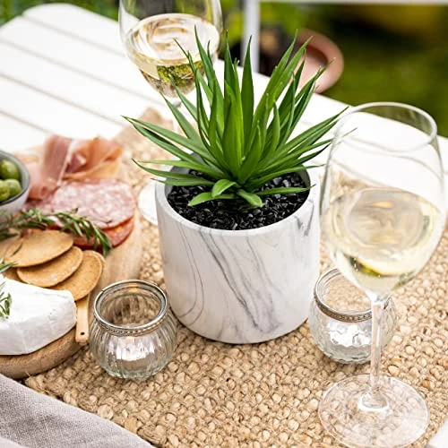 Kurrajong Farmhouse - Marble Pattern Pot With Faux Succulent Plant - 8" High - Artificial Plant - Potted Plant - Succulent Plants Artificial - Fake Succulent - Faux Plant Pot 3 Kurrajong Farmhouse - Marble Pattern Pot With Faux Succulent Plant - 8" High - Artificial Plant - Potted Plant - Succulent Plants Artificial - Fake Succulent - Faux Plant Pot - Image 3