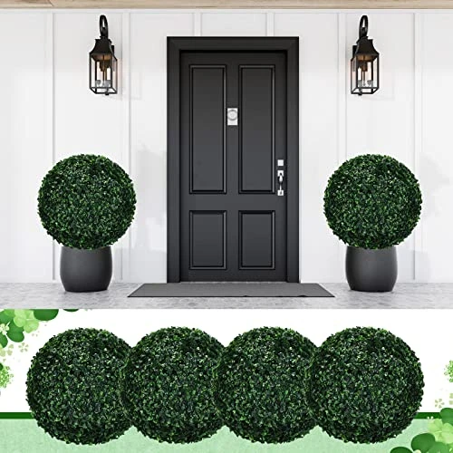 Yunlly 4 Pcs 14.2 Inch 3 Layers Outdoor Artificial Plant Topiary Ball UV Resistant Faux Boxwood Plants Outdoor Decorative Balls For Backyard, Balcony, Garden, Wedding And Home Decor 5 Yunlly 4 Pcs 14.2 Inch 3 Layers Outdoor Artificial Plant Topiary Ball UV Resistant Faux Boxwood Plants Outdoor Decorative Balls For Backyard, Balcony, Garden, Wedding And Home Decor - Image 5