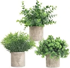 Joyhalo Fake Potted Plants - 3 Pack Artificial Plants In Pots Faux Plants Indoor For Home Room Bedroom Farmhouse Office Desk Decor -Green Leaf Store 515v3cx8UnL. AC