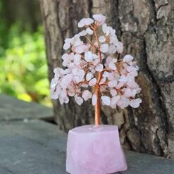 CYFGG Chakra Tree Decor Healing Crystal Tree With Natural Stone Base Decor Copper Money Bonsai Tree Quartz Tree Of Life Suitable For Home Office Table Decorations(Pink) -Green Leaf Store 5169YQ9 jTL. AC